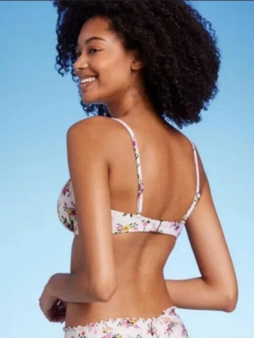 Shade & Shore Ditsy Floral Bikini Set 34D Top Cheeky Ruffle Bottoms Medium - Picture 13 of 14